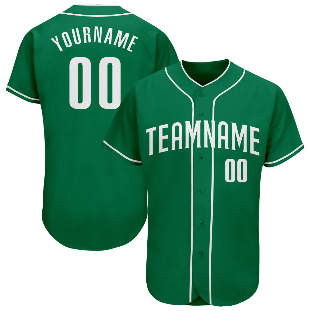 Custom Kelly Green White Authentic Baseball Jersey - Sky-Custom