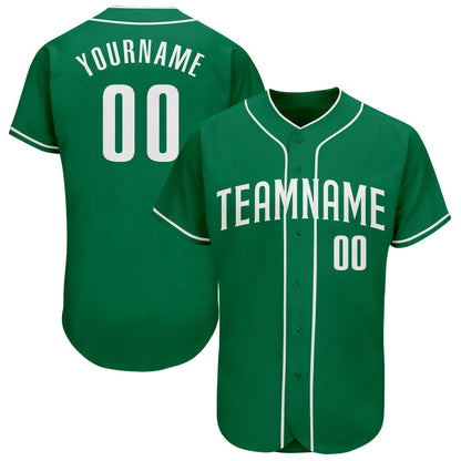 Custom Kelly Green White Authentic Baseball Jersey - Sky-Custom