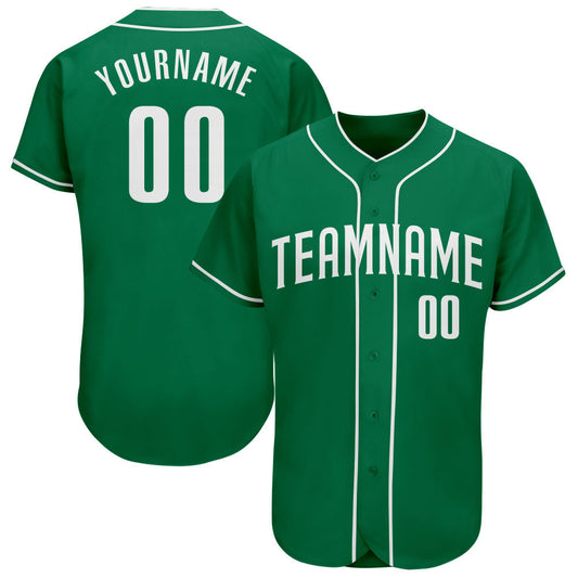 Custom Kelly Green White Authentic Baseball Jersey - Sky-Custom