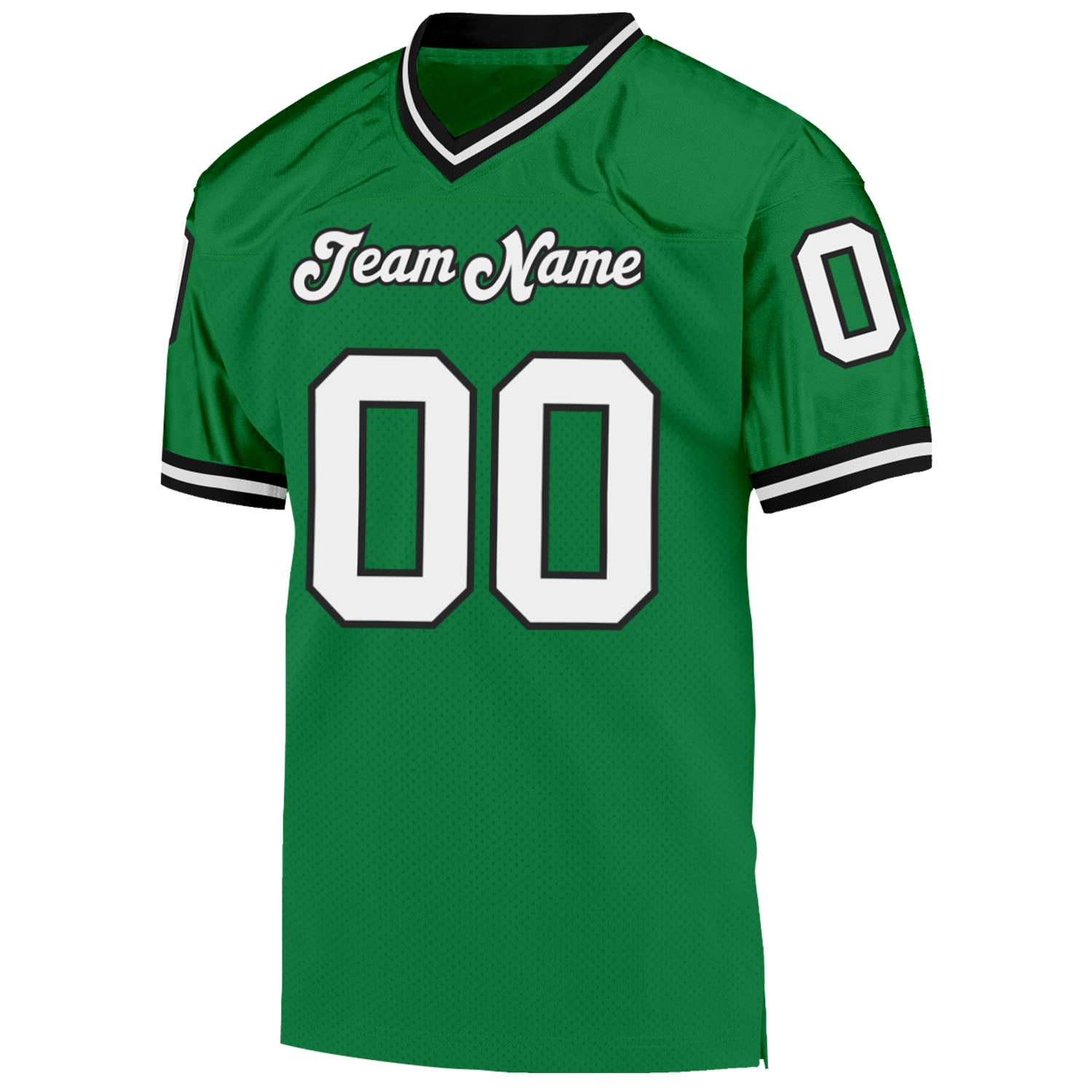 Custom Grass Green White-Black Mesh Authentic Throwback Football Jersey - Sky-Custom