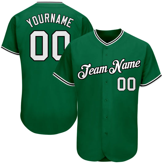 Custom Kelly Green White-Black Authentic Baseball Jersey - Sky-Custom