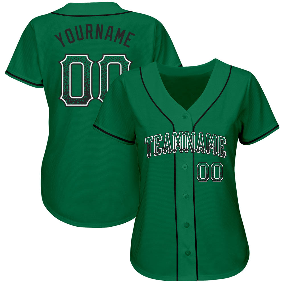 Custom Kelly Green Black-White Authentic Drift Fashion Baseball Jersey - Sky-Custom