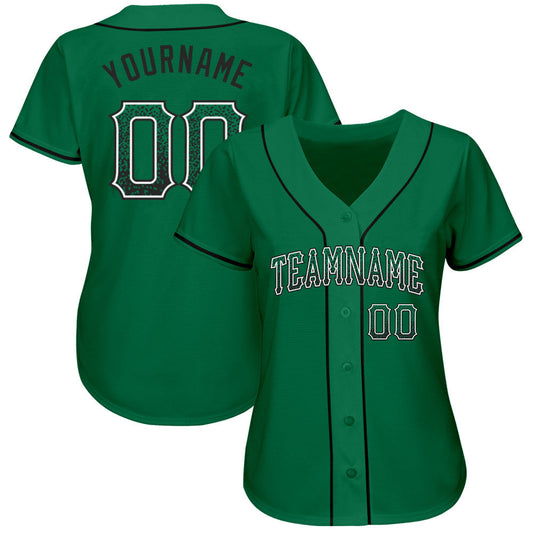 Custom Kelly Green Black-White Authentic Drift Fashion Baseball Jersey - Sky-Custom