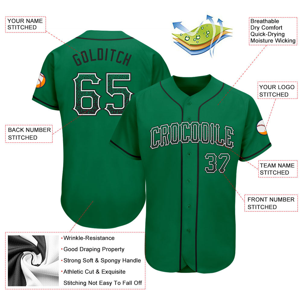 Custom Kelly Green Black-White Authentic Drift Fashion Baseball Jersey - Sky-Custom