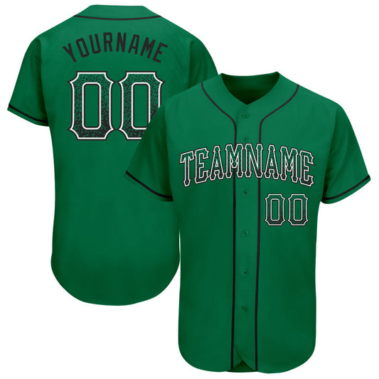 Custom Kelly Green Black-White Authentic Drift Fashion Baseball Jersey - Sky-Custom