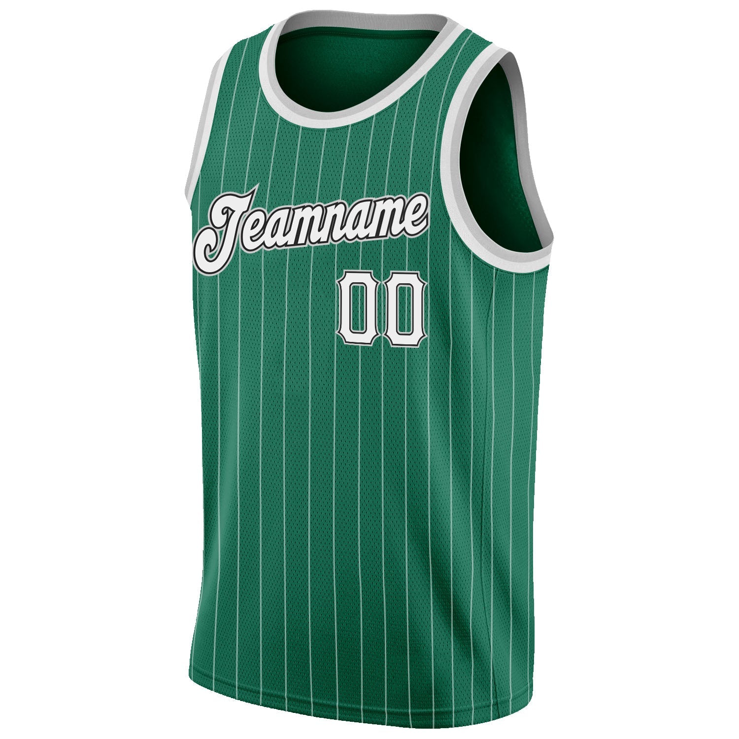 Custom Kelly Green White Pinstripe White-Gray Authentic Basketball Jersey - Sky-Custom