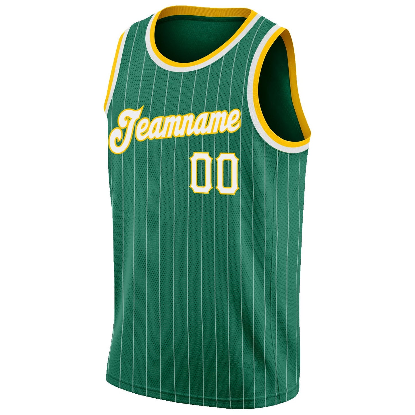 Custom Kelly Green White Pinstripe White-Gold Authentic Basketball Jersey - Sky-Custom