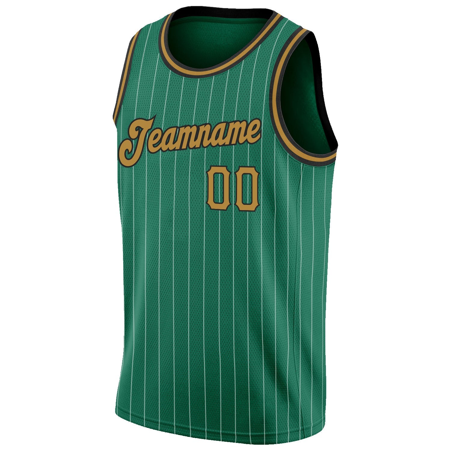 Custom Kelly Green White Pinstripe Old Gold-Black Authentic Basketball Jersey - Sky-Custom