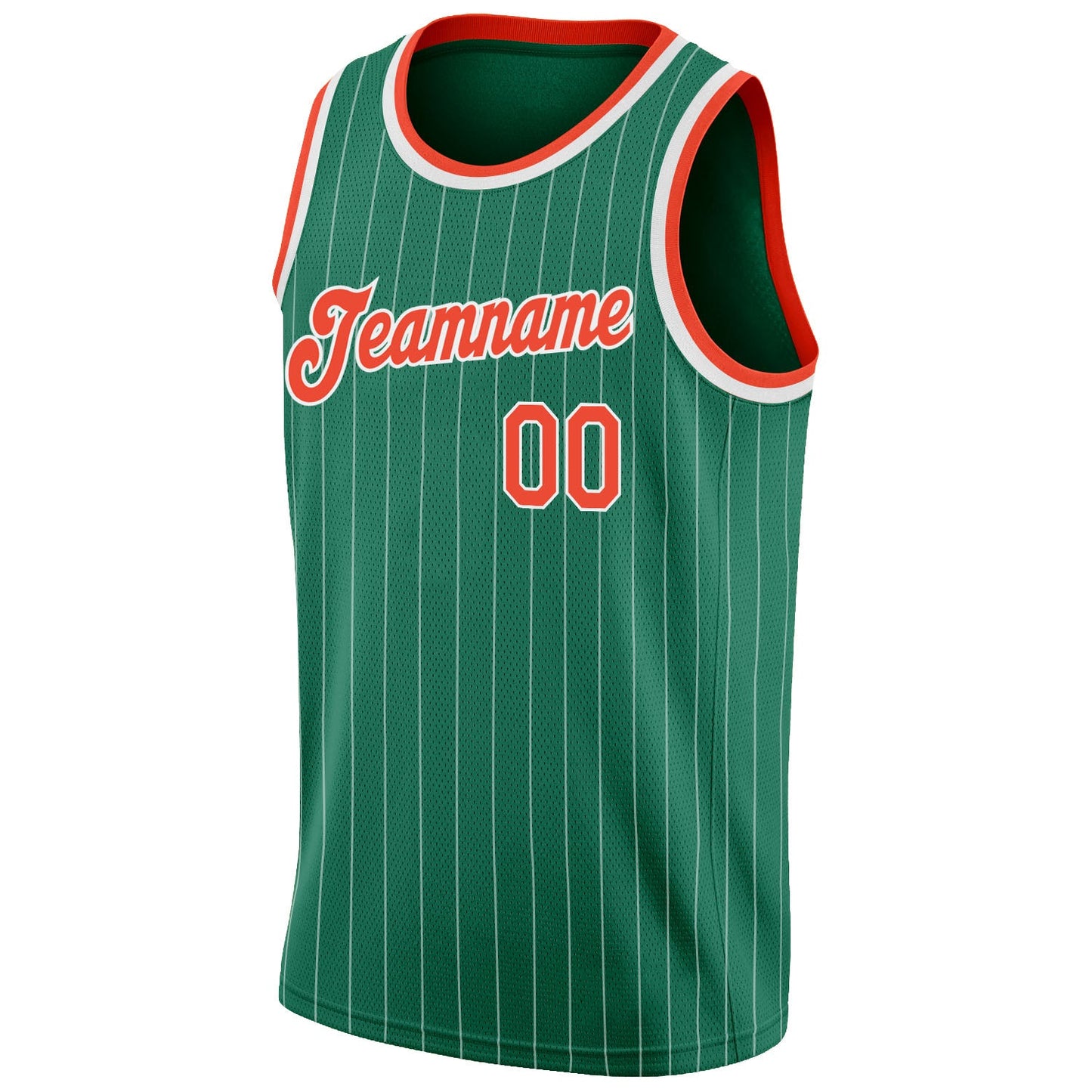 Custom Kelly Green White Pinstripe Orange-White Authentic Basketball Jersey - Sky-Custom