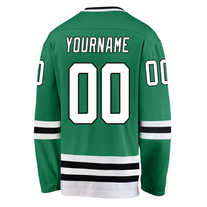 Custom Kelly Green White-Black Hockey Jersey - Sky-Custom