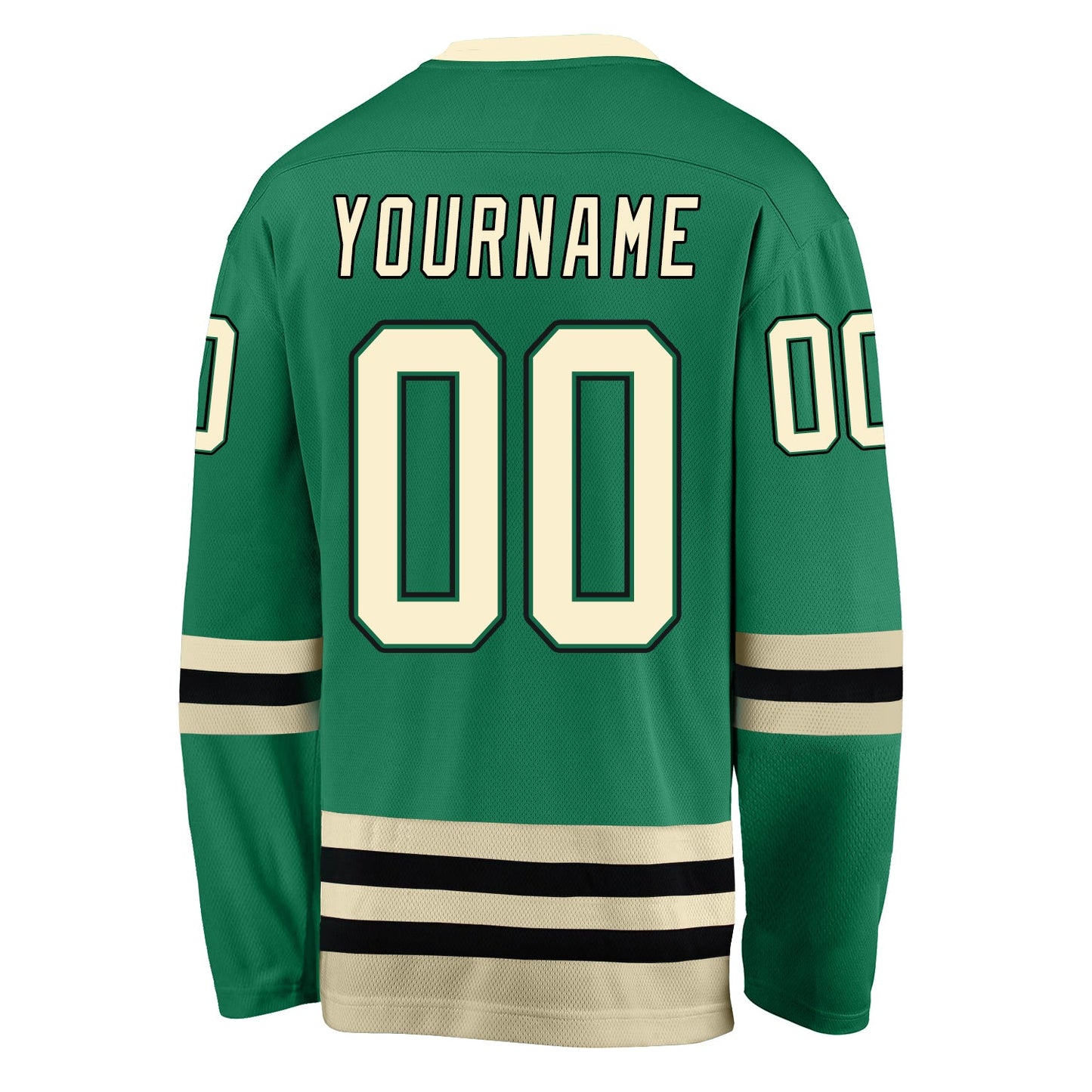 Custom Kelly Green Cream-Black Hockey Jersey - Sky-Custom