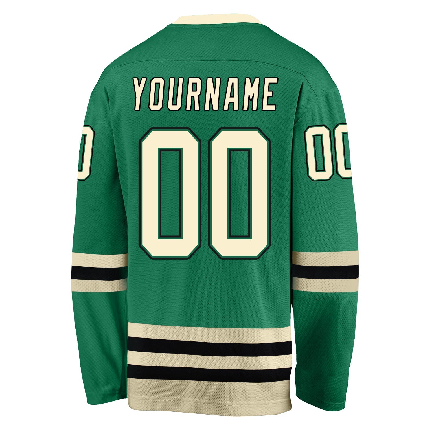 Custom Kelly Green Cream-Black Hockey Jersey - Sky-Custom
