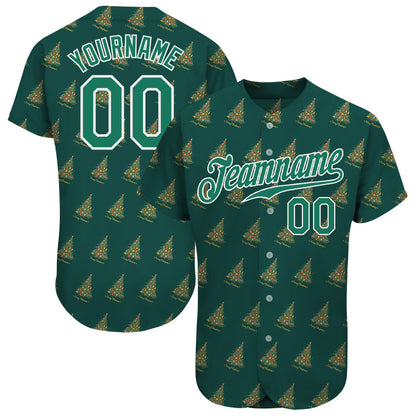 Custom Kelly Green Kelly Green-White Christmas 3D Authentic Baseball Jersey - Sky-Custom