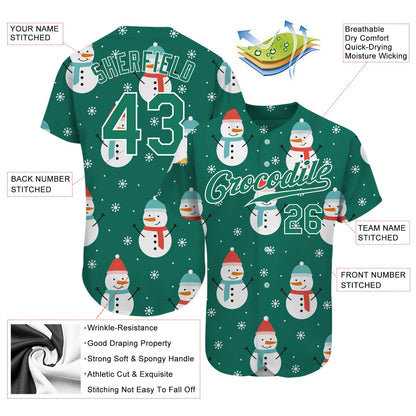 Custom Kelly Green Kelly Green-White Christmas 3D Authentic Baseball Jersey - Sky-Custom