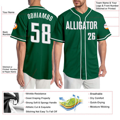 Custom Kelly Green White-Gray Authentic Baseball Jersey - Sky-Custom