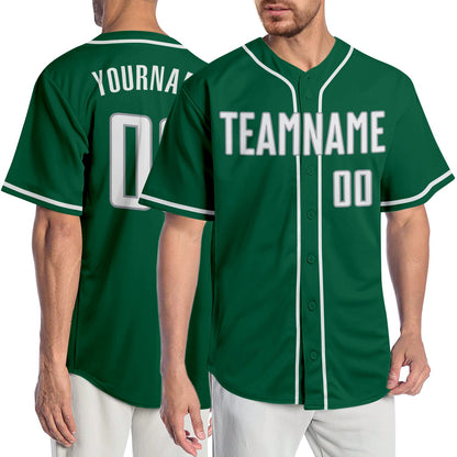 Custom Kelly Green White-Gray Authentic Baseball Jersey - Sky-Custom