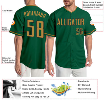 Custom Kelly Green Old Gold-Black Authentic Baseball Jersey - Sky-Custom