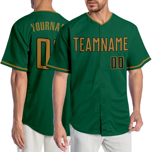 Custom Kelly Green Old Gold-Black Authentic Baseball Jersey - Sky-Custom