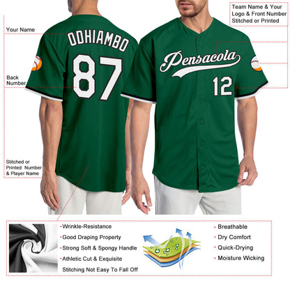 Custom Kelly Green White-Black Authentic Baseball Jersey - Sky-Custom