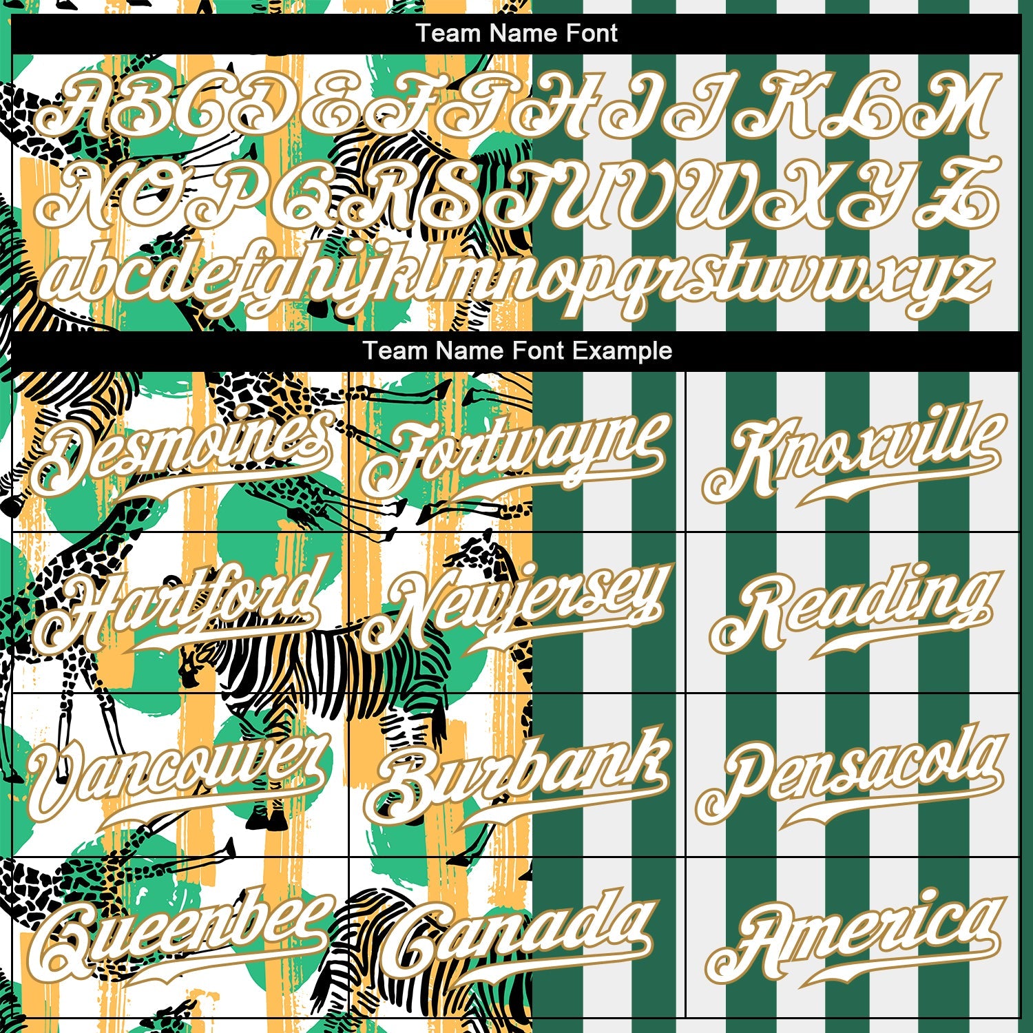 Custom Kelly Green White-Old Gold 3D Pattern Design Zebras And Giraffes Authentic Baseball Jersey - Sky-Custom