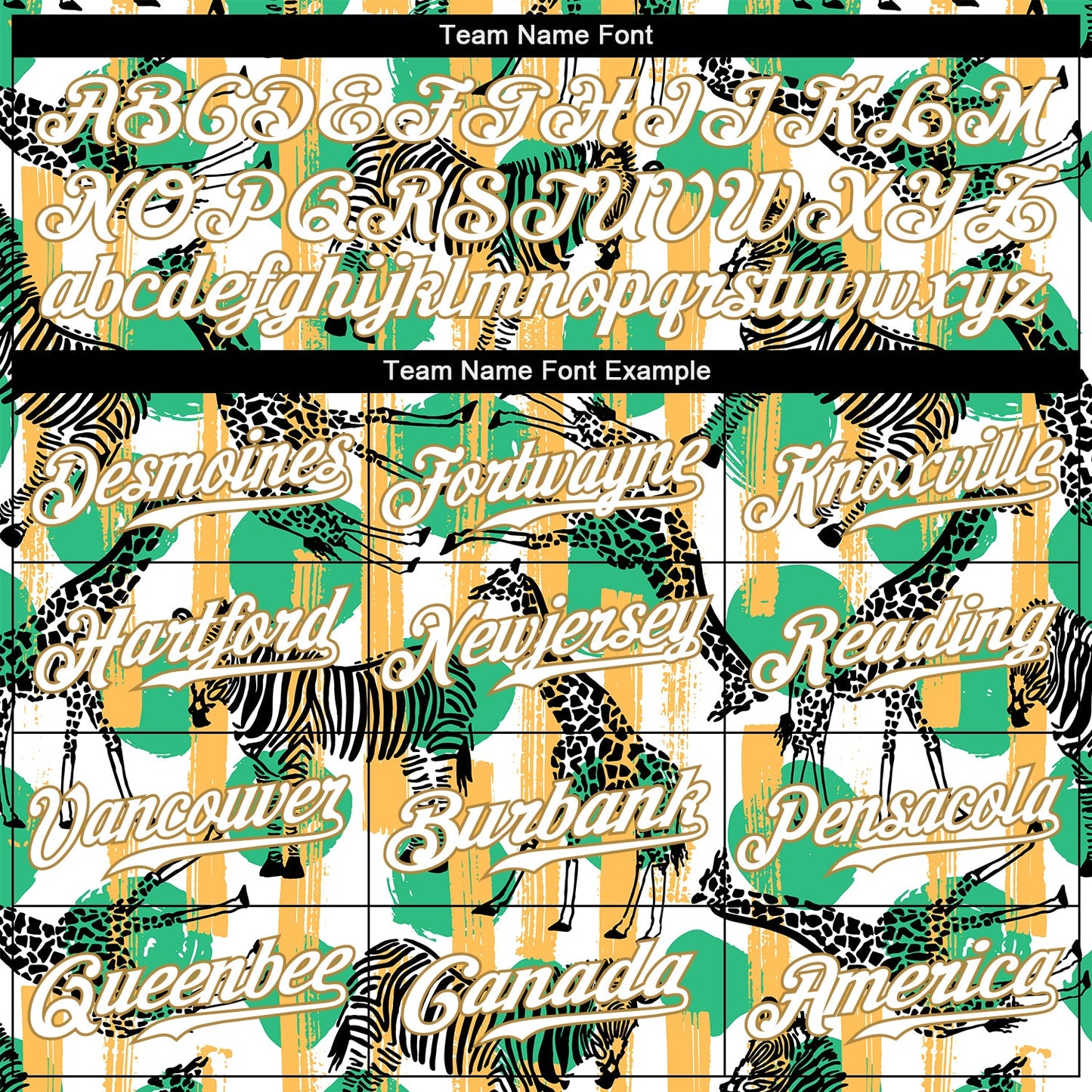 Custom Kelly Green White-Old Gold 3D Pattern Design Zebras And Giraffes Authentic Baseball Jersey - Sky-Custom