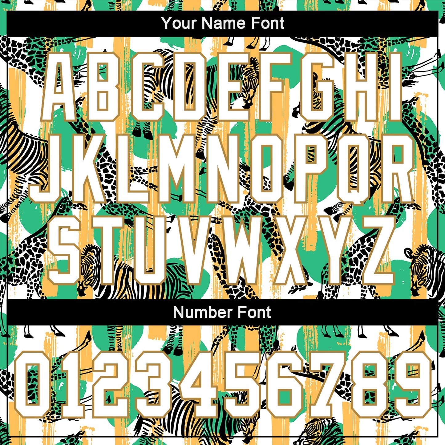 Custom Kelly Green White-Old Gold 3D Pattern Design Zebras And Giraffes Authentic Baseball Jersey - Sky-Custom