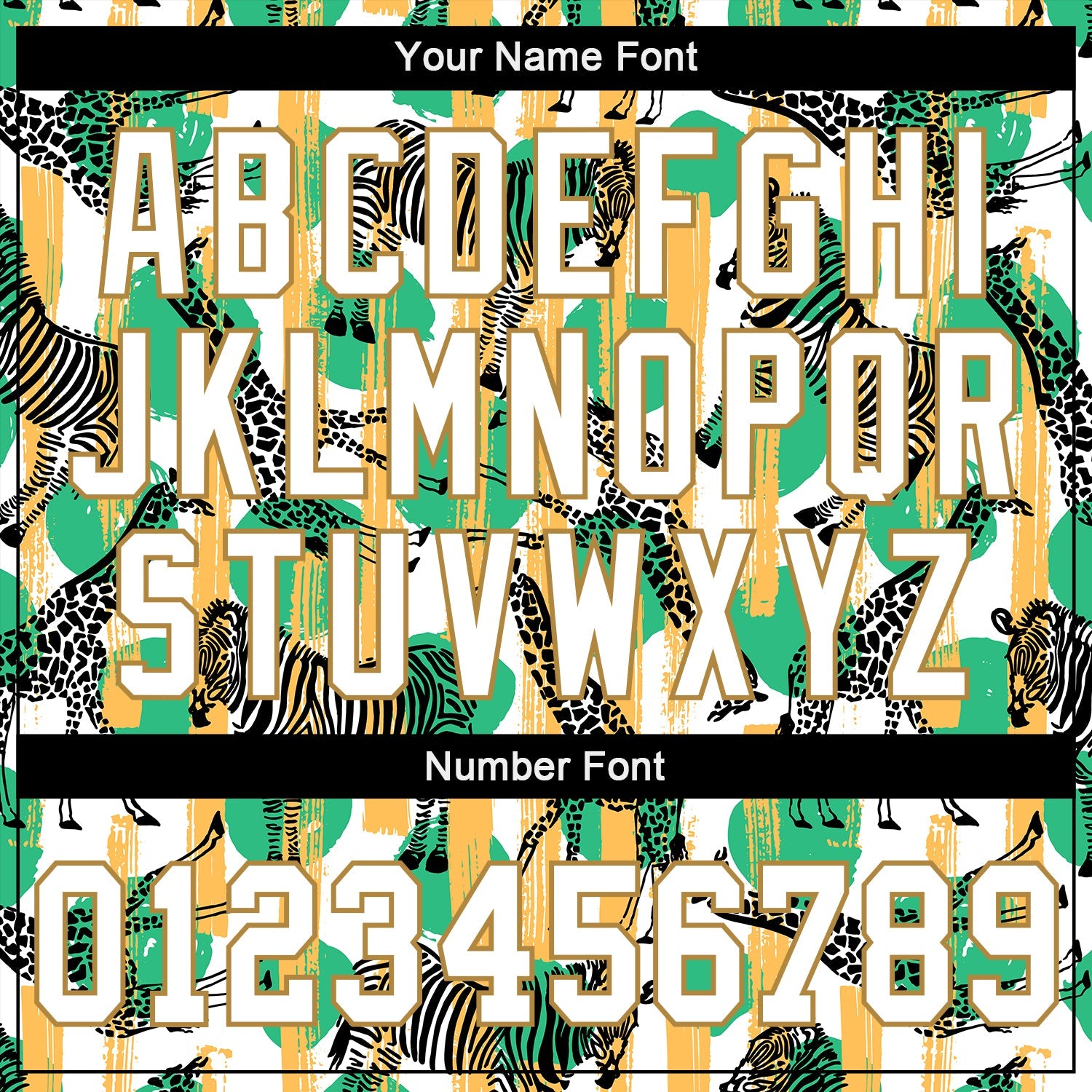 Custom Kelly Green White-Old Gold 3D Pattern Design Zebras And Giraffes Authentic Baseball Jersey - Sky-Custom