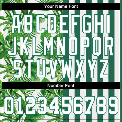 Custom Kelly Green White-Kelly Green 3D Pattern Design Tropical Palm Leaves Authentic Baseball Jersey - Sky-Custom