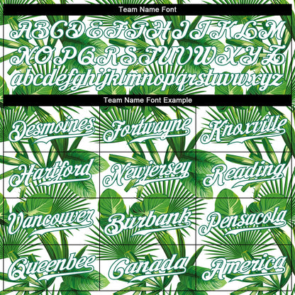 Custom Kelly Green White-Kelly Green 3D Pattern Design Tropical Palm Leaves Authentic Baseball Jersey - Sky-Custom