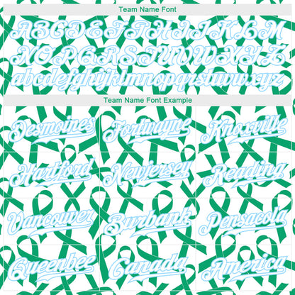 Custom Kelly Green White-Light Blue 3D Pattern Design Breast Cancer Authentic Baseball Jersey - Sky-Custom