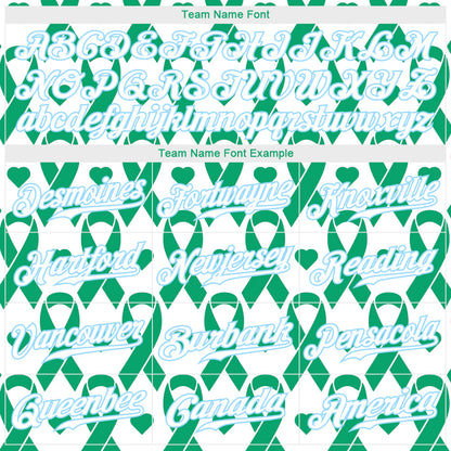 Custom Kelly Green White-Light Blue 3D Pattern Design Breast Cancer Authentic Baseball Jersey - Sky-Custom
