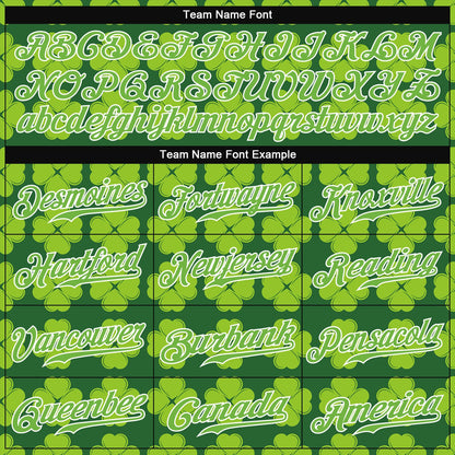 Custom Kelly Green Neon Green-White 3D Pattern Design Authentic St. Patrick's Day Baseball Jersey - Sky-Custom