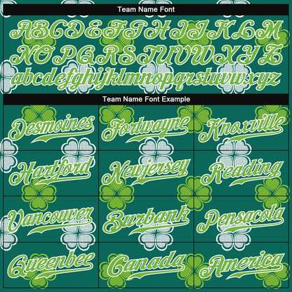Custom Kelly Green Neon Green-White 3D Pattern Design Authentic St. Patrick's Day Baseball Jersey - Sky-Custom