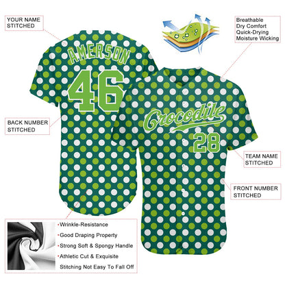Custom Kelly Green Neon Green-White 3D Pattern Design Authentic St. Patrick's Day Baseball Jersey - Sky-Custom