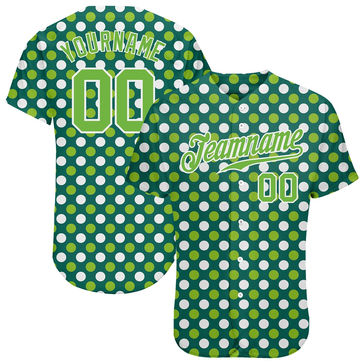 Custom Kelly Green Neon Green-White 3D Pattern Design Authentic St. Patrick's Day Baseball Jersey - Sky-Custom