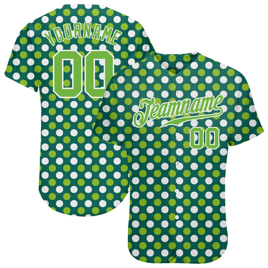 Custom Kelly Green Neon Green-White 3D Pattern Design Authentic St. Patrick's Day Baseball Jersey - Sky-Custom