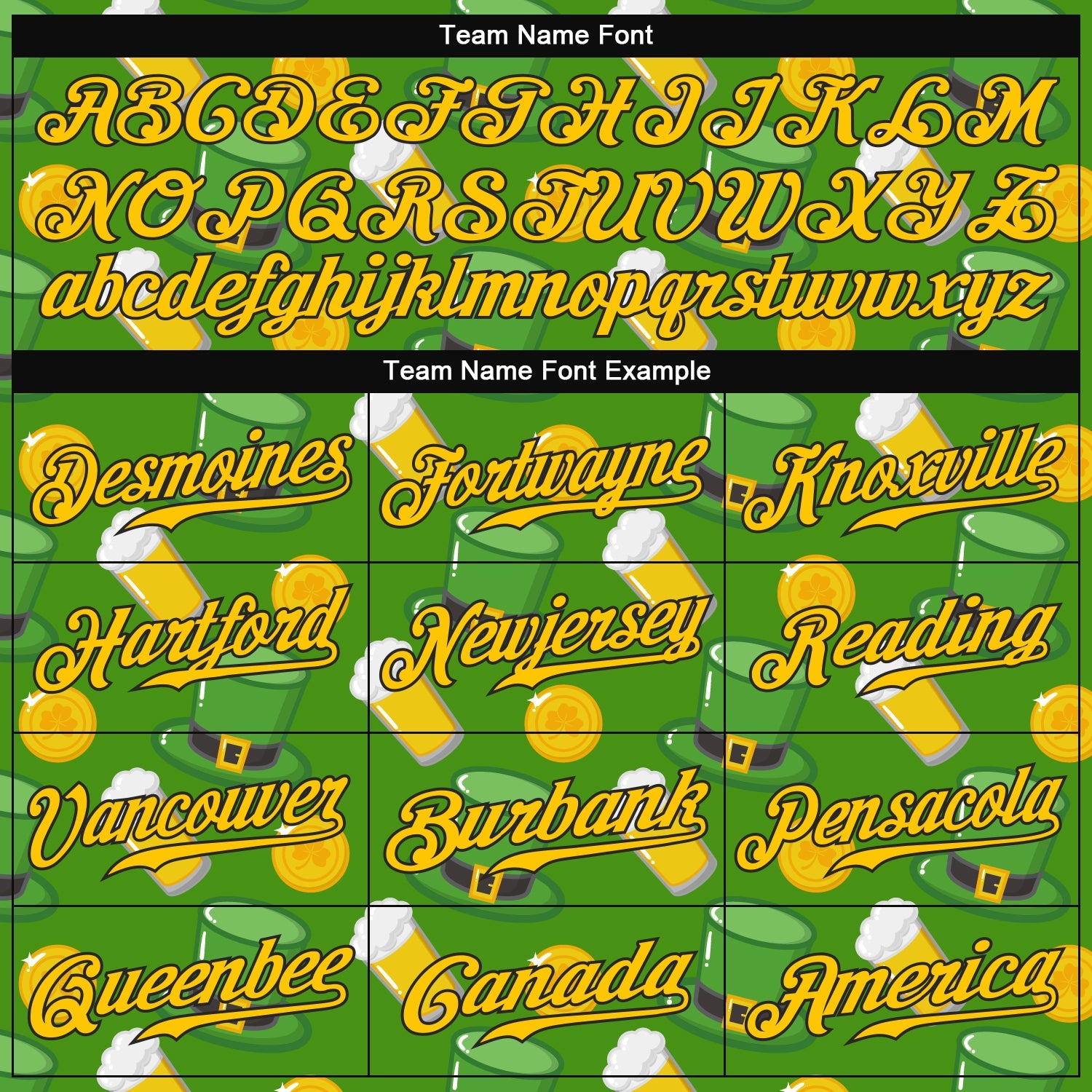 Custom Kelly Green Gold-Black 3D Pattern Design Authentic St. Patrick's Day Baseball Jersey - Sky-Custom