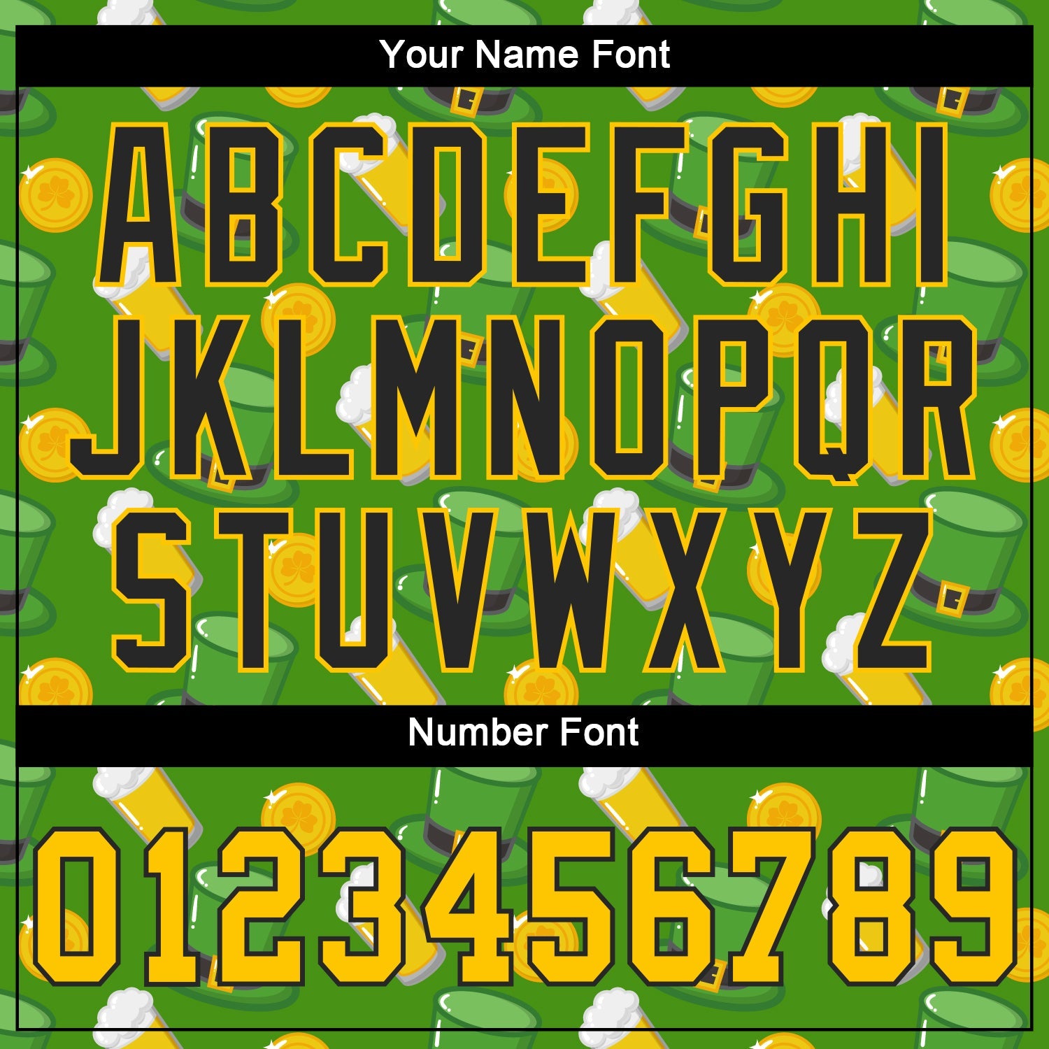 Custom Kelly Green Gold-Black 3D Pattern Design Authentic St. Patrick's Day Baseball Jersey - Sky-Custom