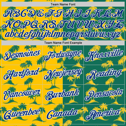 Custom Kelly Green Royal-Gold 3D Pattern Hawaii Palm Trees Authentic Basketball Jersey - Sky-Custom