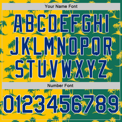 Custom Kelly Green Royal-Gold 3D Pattern Hawaii Palm Trees Authentic Basketball Jersey - Sky-Custom