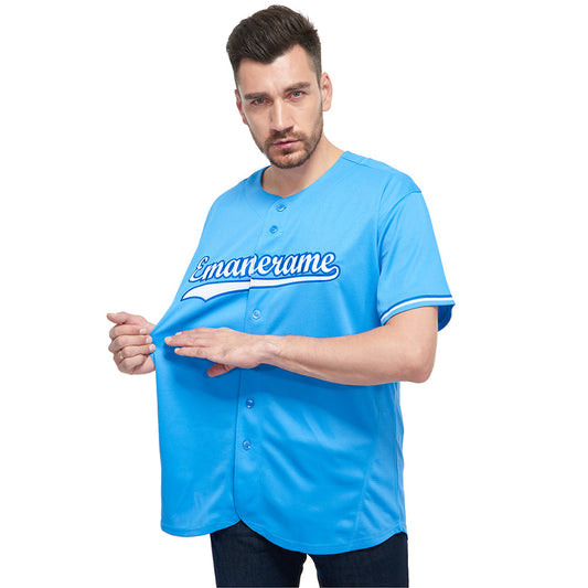 Custom Light Blue White-Royal Authentic Baseball Jersey - Sky-Custom