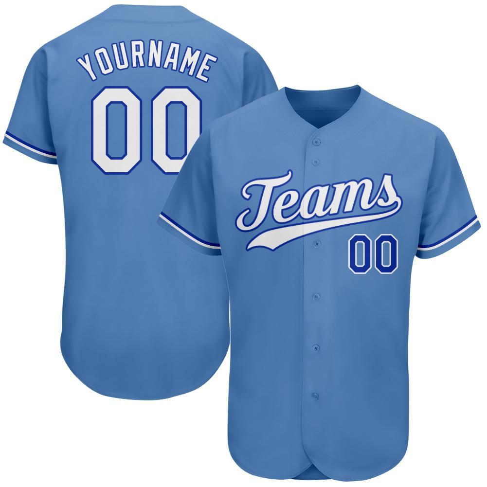 Custom Light Blue White-Royal Authentic Baseball Jersey - Sky-Custom
