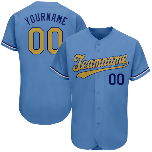 Custom Light Blue Old Gold-Royal Authentic Baseball Jersey - Sky-Custom