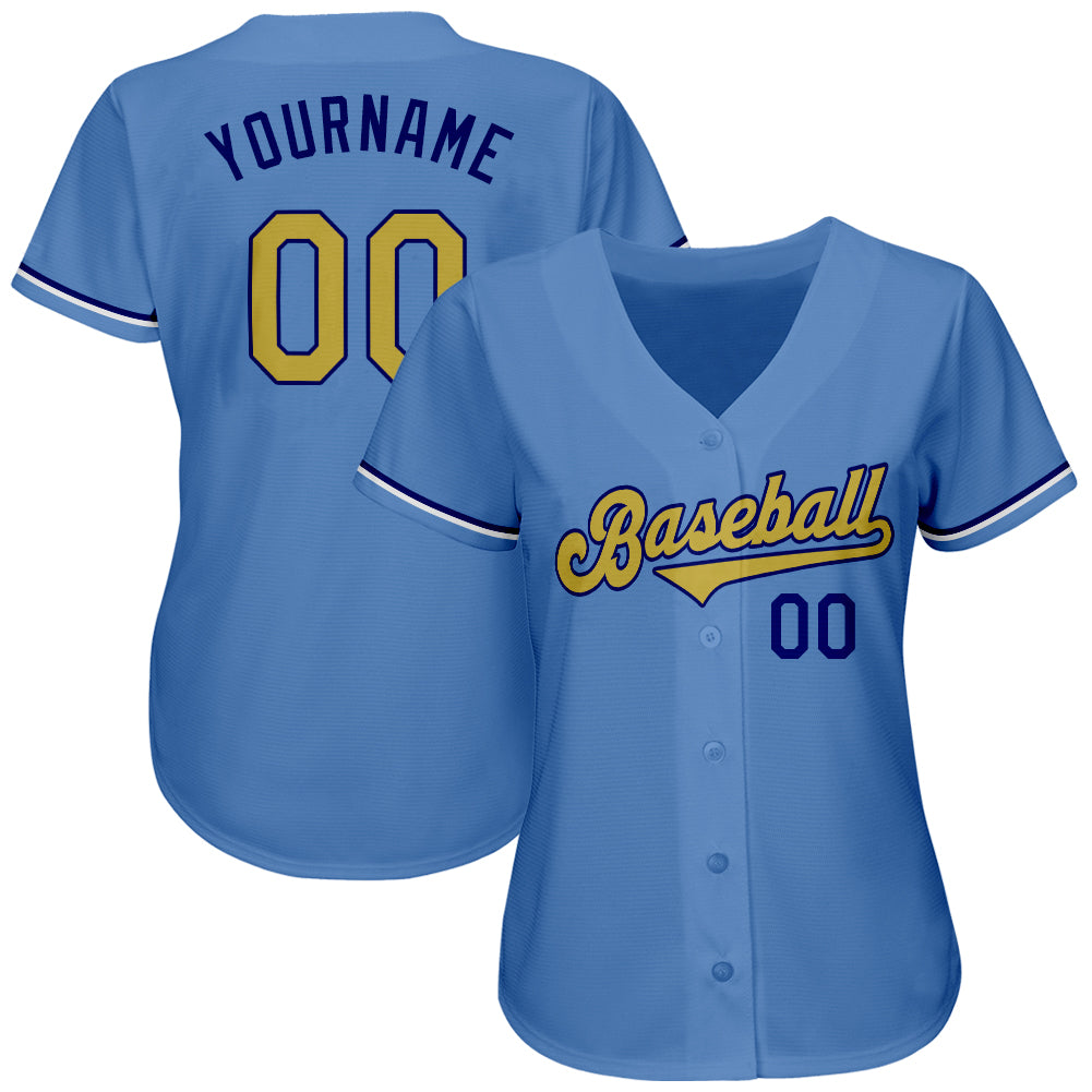 Custom Light Blue Old Gold-Royal Authentic Baseball Jersey - Sky-Custom