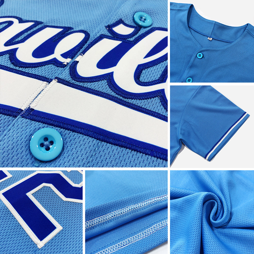 Custom Light Blue White-Red Authentic Baseball Jersey - Sky-Custom