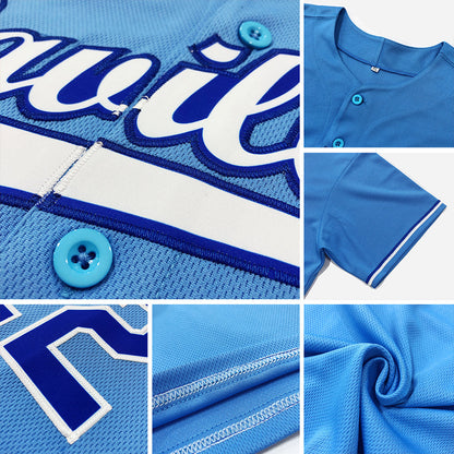 Custom Light Blue White-Red Authentic Baseball Jersey - Sky-Custom
