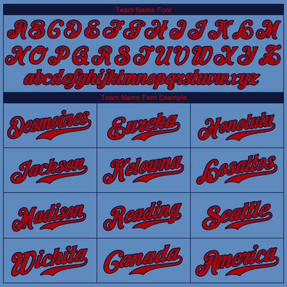 Custom Light Blue Red-Navy Authentic Baseball Jersey - Sky-Custom