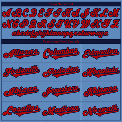 Custom Light Blue Red-Navy Authentic Baseball Jersey - Sky-Custom