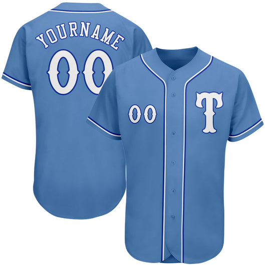 Custom Light Blue White-Royal Authentic Baseball Jersey - Sky-Custom