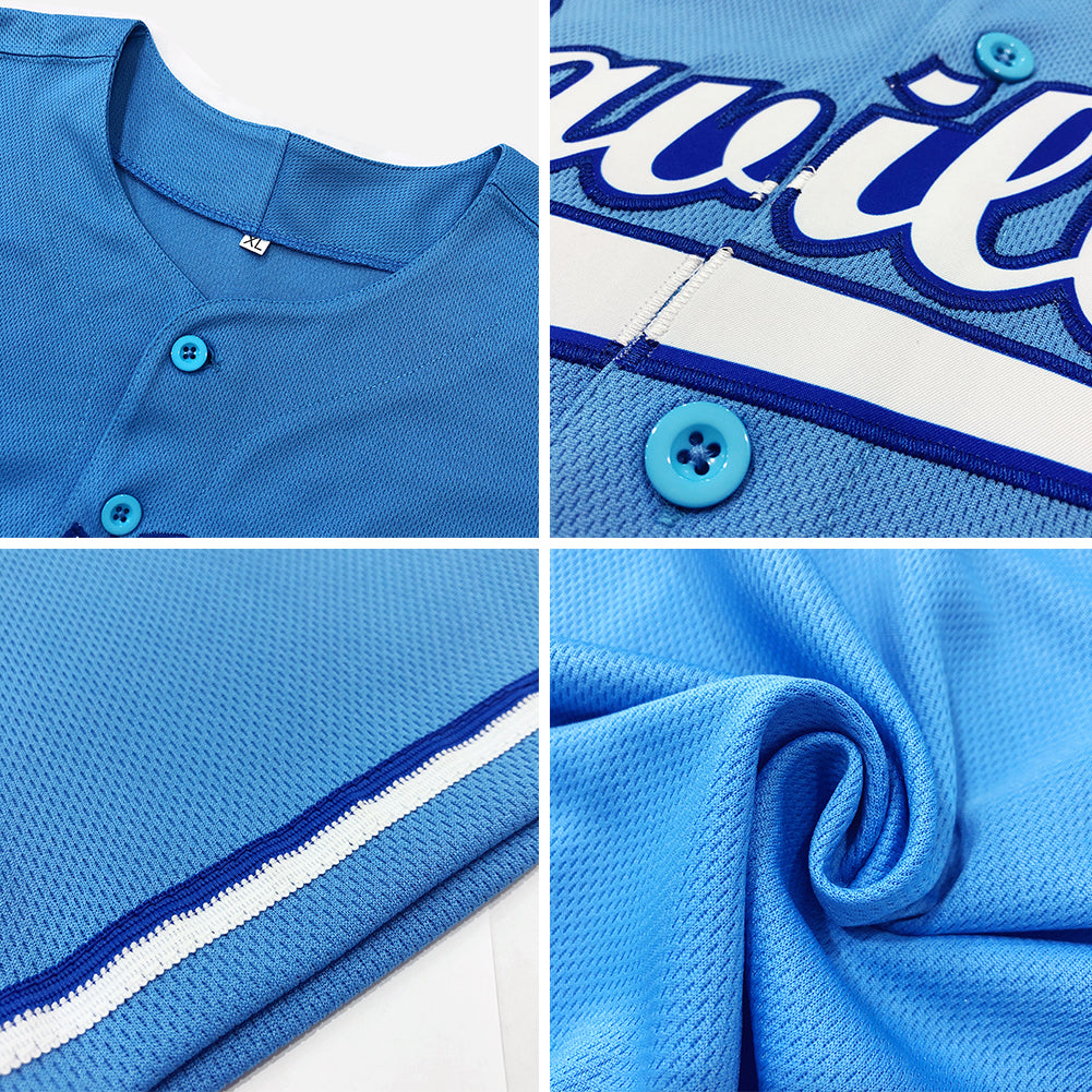 Custom Light Blue Red-Navy Authentic Baseball Jersey - Sky-Custom